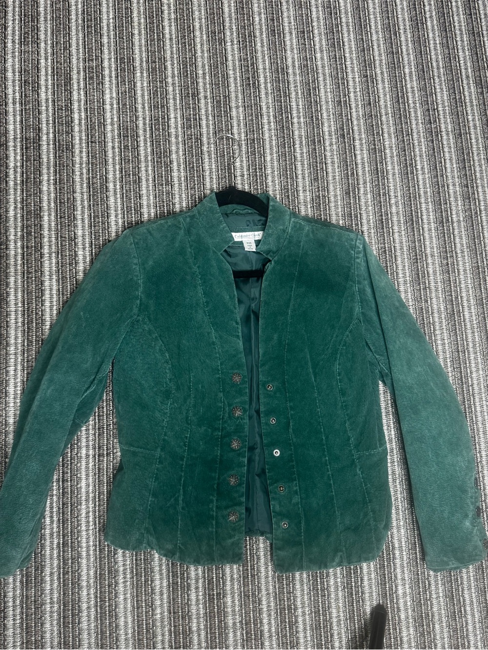 Coldwater Creek Deep Green Suede Button-Front Jacket